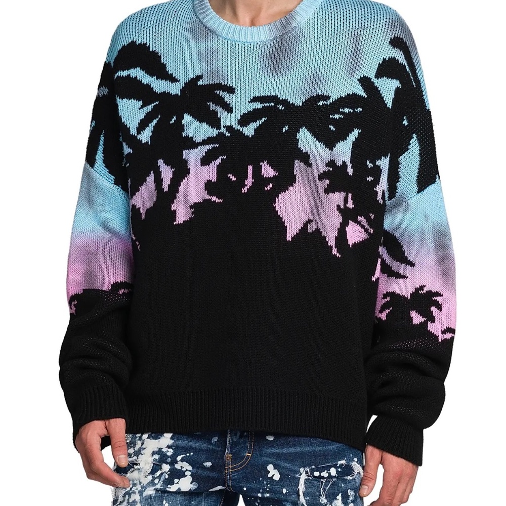 DSQUARED2 - Jacquard Palm Tree Sweatshirt - Mens XXL (Fits 3XL) Drop-Shoulder